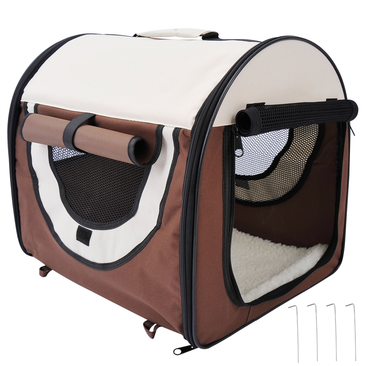 Folding Fabric Soft Pet Crate Dog Cat Travel Carrier Cage Kennel House Brown