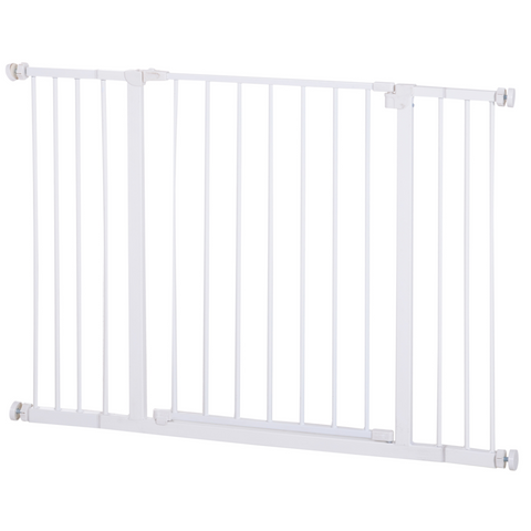 Pressure Fit Dog Gate Pet Barrier for stairs doorway, 76-107cm Width White
