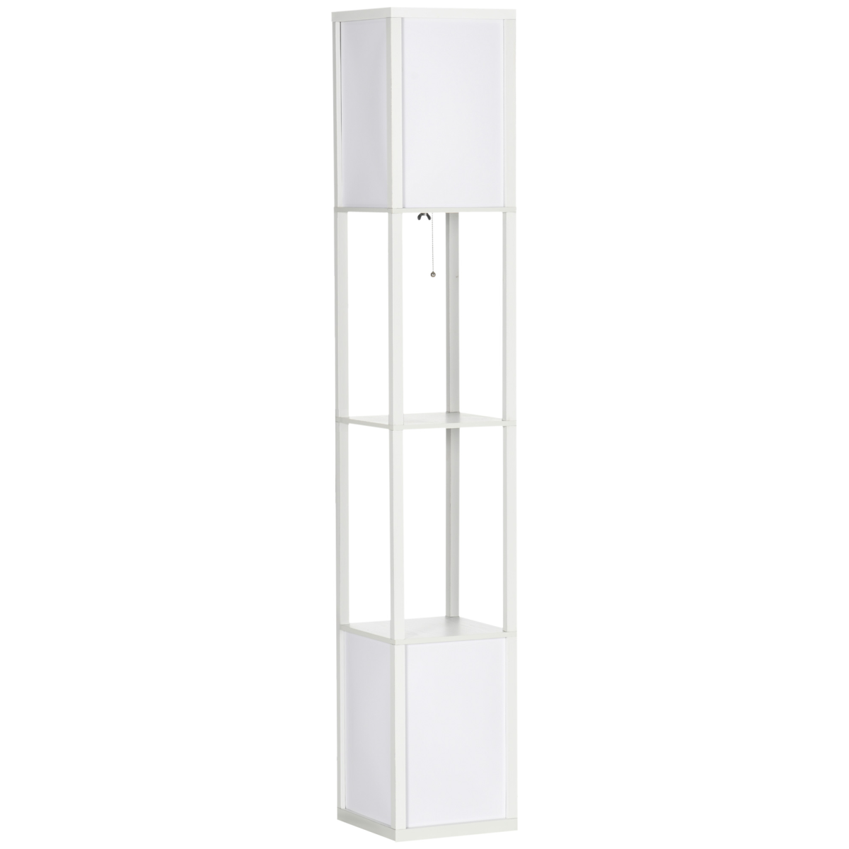 HOMCOM Shelf Floor Lamp with Dual Light, for Living Room, Bedroom, White