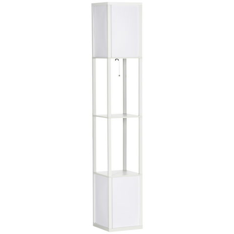 HOMCOM Shelf Floor Lamp with Dual Light, for Living Room, Bedroom, White