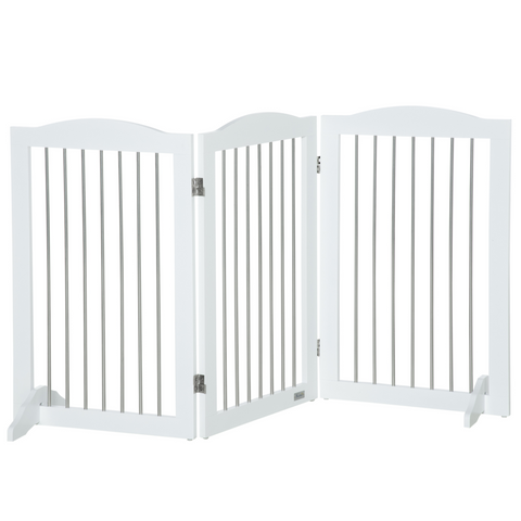 Foldable Dog Gate for Doorways, Stairs, Halls - White
