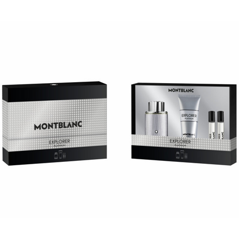 Montblanc Explorer Platinum Gift Set (Eau De Parfum 100ml  Eau De Parfum 7.5ml x2  Shower Gel 100ml)