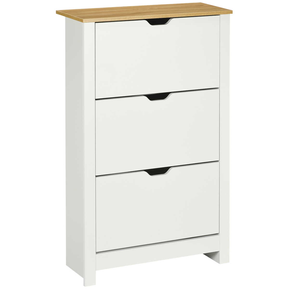HOMCOM 18-Shoe Storage Cabinet 6 Shelves 3 Drawers Tabletop 4 Legs Modern White