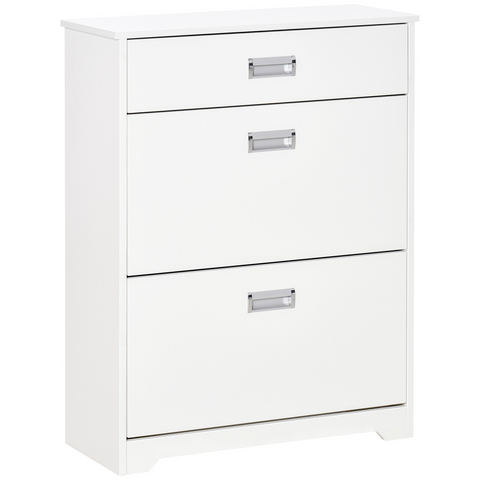 Tipping Shoe Cabinet Hall Organizer  Flip Drawers for Entry 16 Pairs