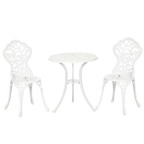 Outsunny Aluminium Bistro Set Garden Coffee Table Chair Outdoor Dining Set