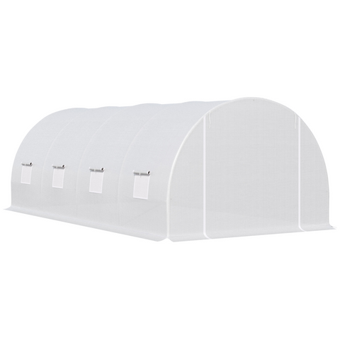 Outsunny 6 x 3 x 2 m Polytunnel Greenhouse w/ Zippered Door and 8 Windows