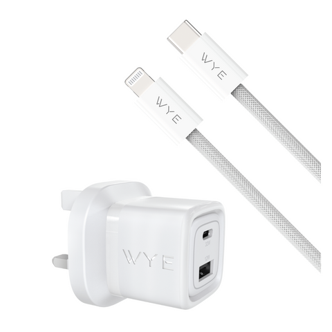 WYEFLUX 32W Dual Port USB-C & USB-A Charging Kit With USB-C to 8-Pin Cable (Gan III)