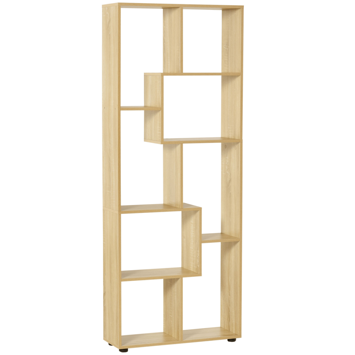 178cm 8-Shelf Bookcase w/ Melamine Surface Oak Tone Multipurpose 8-Grid