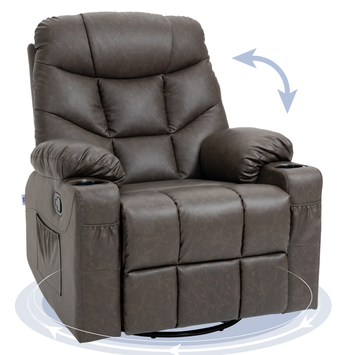 PU Leather Manual Recliner Chair, Recliner Armchair for Living Room, Brown