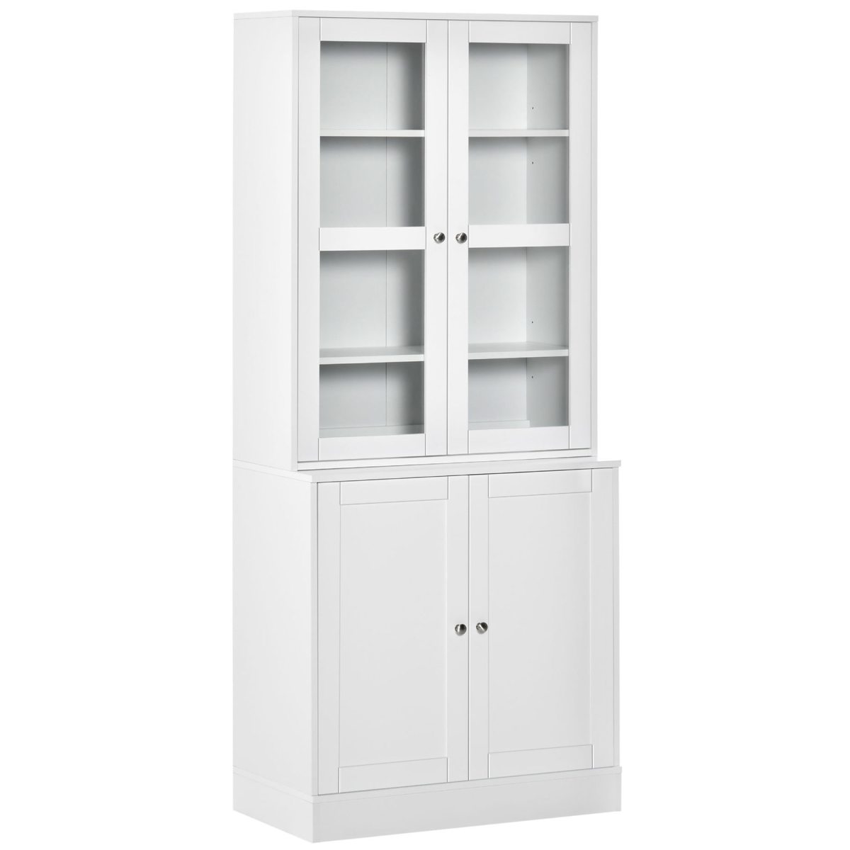 Modern Bookcase Display Storage Cabinet w/ Doors Adjustable Shelves