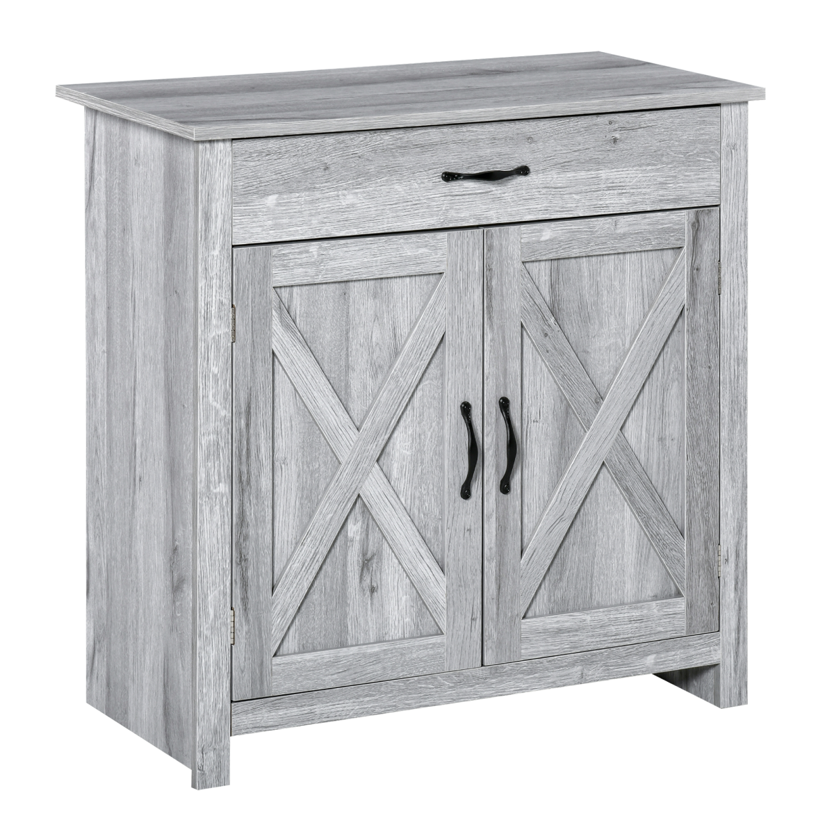 Farmhouse Barn Door Sideboard Buffet Storage Cabinet Coffee Bar Grey Grain