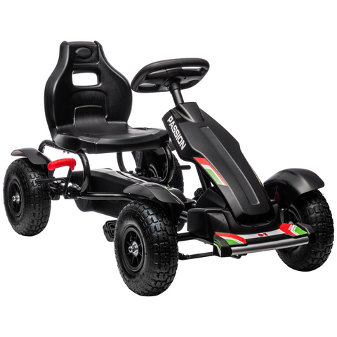 HOMCOM Children Pedal Go Kart w/ Adjustable Seat, Inflatable Tyres - Black