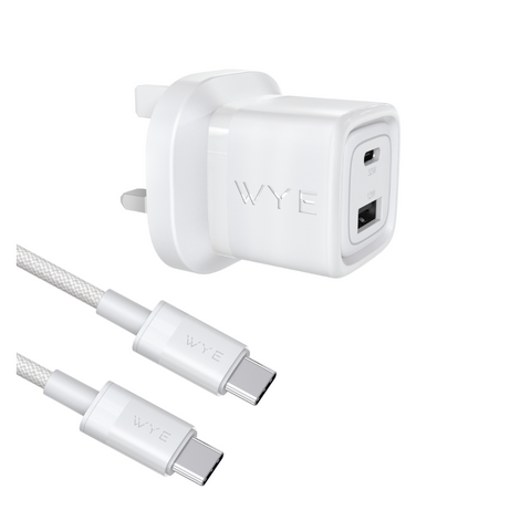 WYEFLUX 32W Dual Port USB-C & USB-A Charging Kit with USB-C to USB-C Cable (Gan III)
