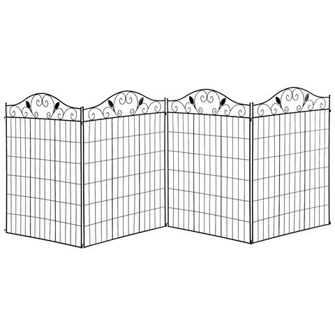 Garden Decorative Fence 4 Panels 44in x 12ft Steel Wire Border Edging Outsunny