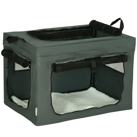 60cm Foldable Pet Carrier Cat Bag w/ Cushion for Cats and Miniature Dogs - Grey