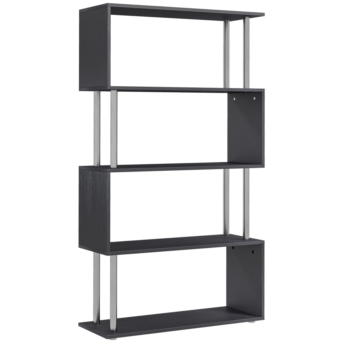 Wooden S Shape Storage Unit Bookshelf Lounge Display Room Divider-Black