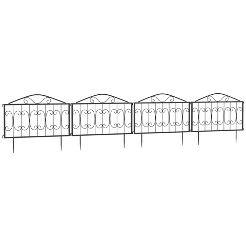 Decorative Garden Fencing 4PCs Metal Border Edging