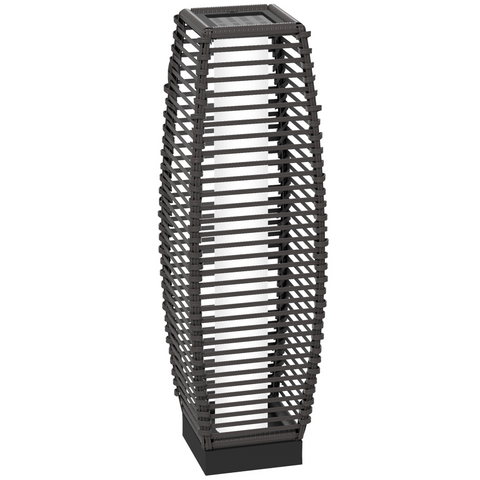 Outsunny Rattan Solar Floor Lamp with Auto On/Off LED Light for Porch Yard Grey