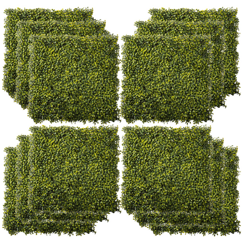 12PCS Artificial Boxwood Wall Panels 20" x 20" Grass Privacy Fence Screen