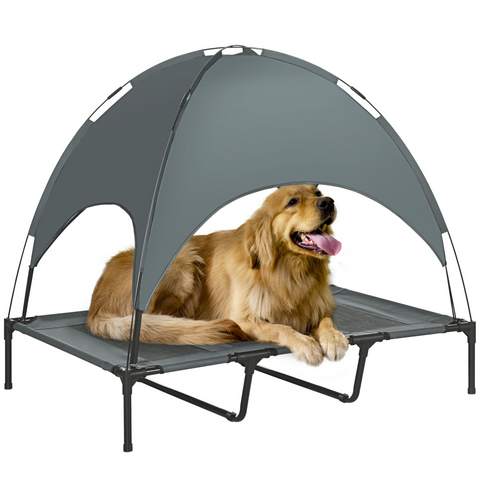 122 cm Elevated Pet Bed Dog Cot Tent with Canopy Instant Shelter Outdoor Grey