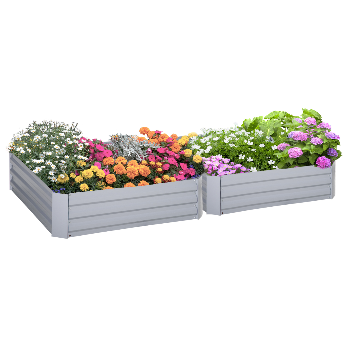 Set of 2 Raised Garden Bed, Galvanized Steel Frame 1m x 1m x 0.3m