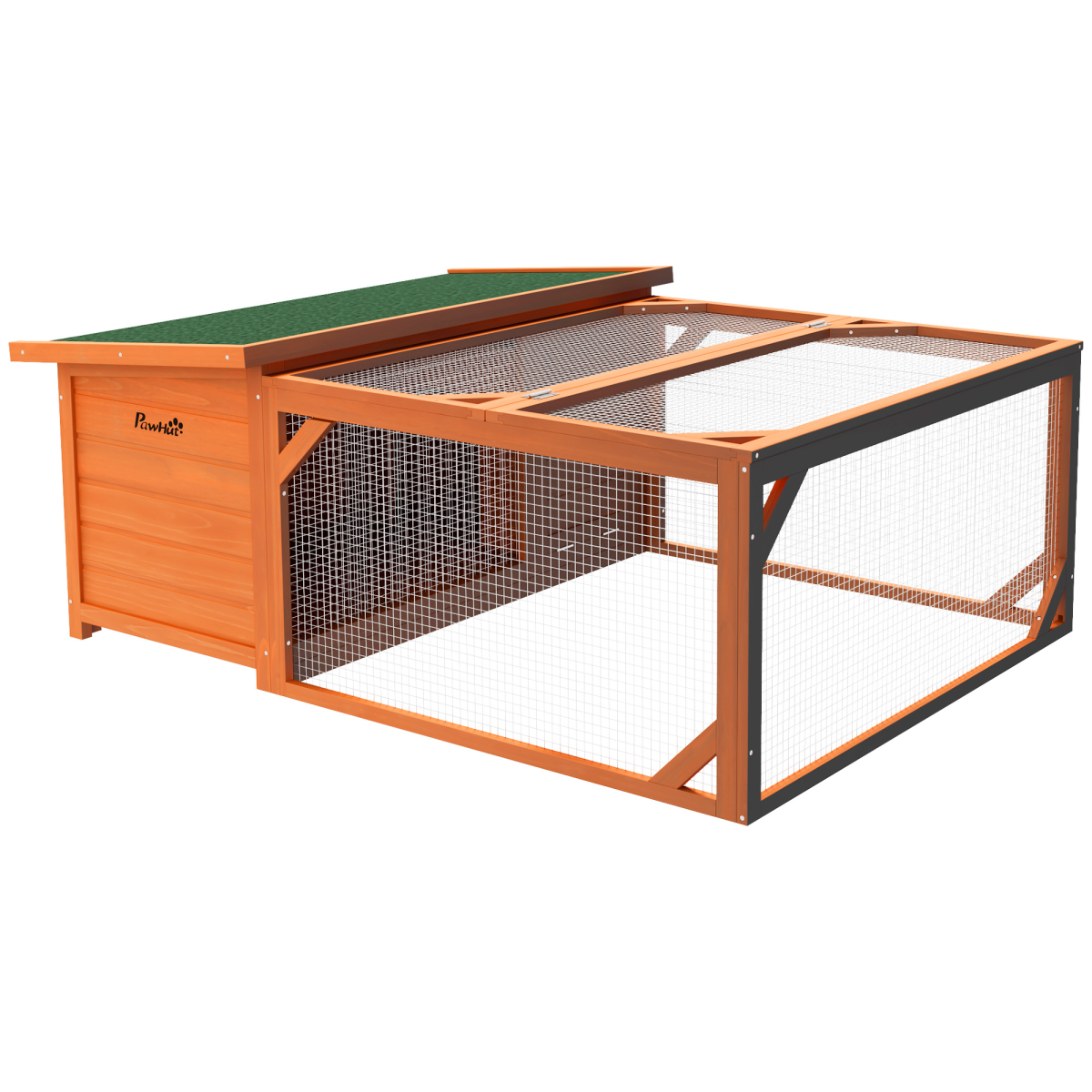 Wooden Rabbit Hutch with Run Small Animal Guinea Pig House 125.5 x 100 x 49cm
