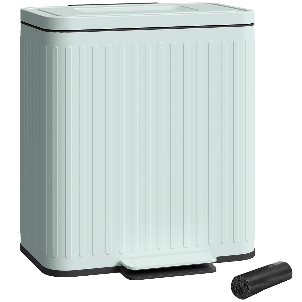 HOMCOM 2 x 20L Double Rubbish Bin, Pedal Bin with Soft-Close Lid, Green