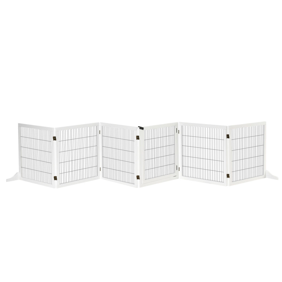 Freestanding Pet Dog Gate 6 Panel Foldable Wooden Playpen 432cm Long Pawhut