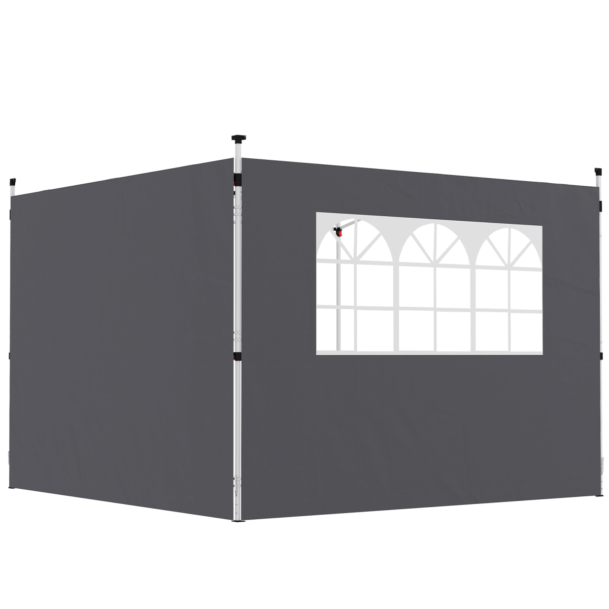 Outsunny Gazebo Replacement Exchangeable Wall Panels w/  Window, Dark Grey