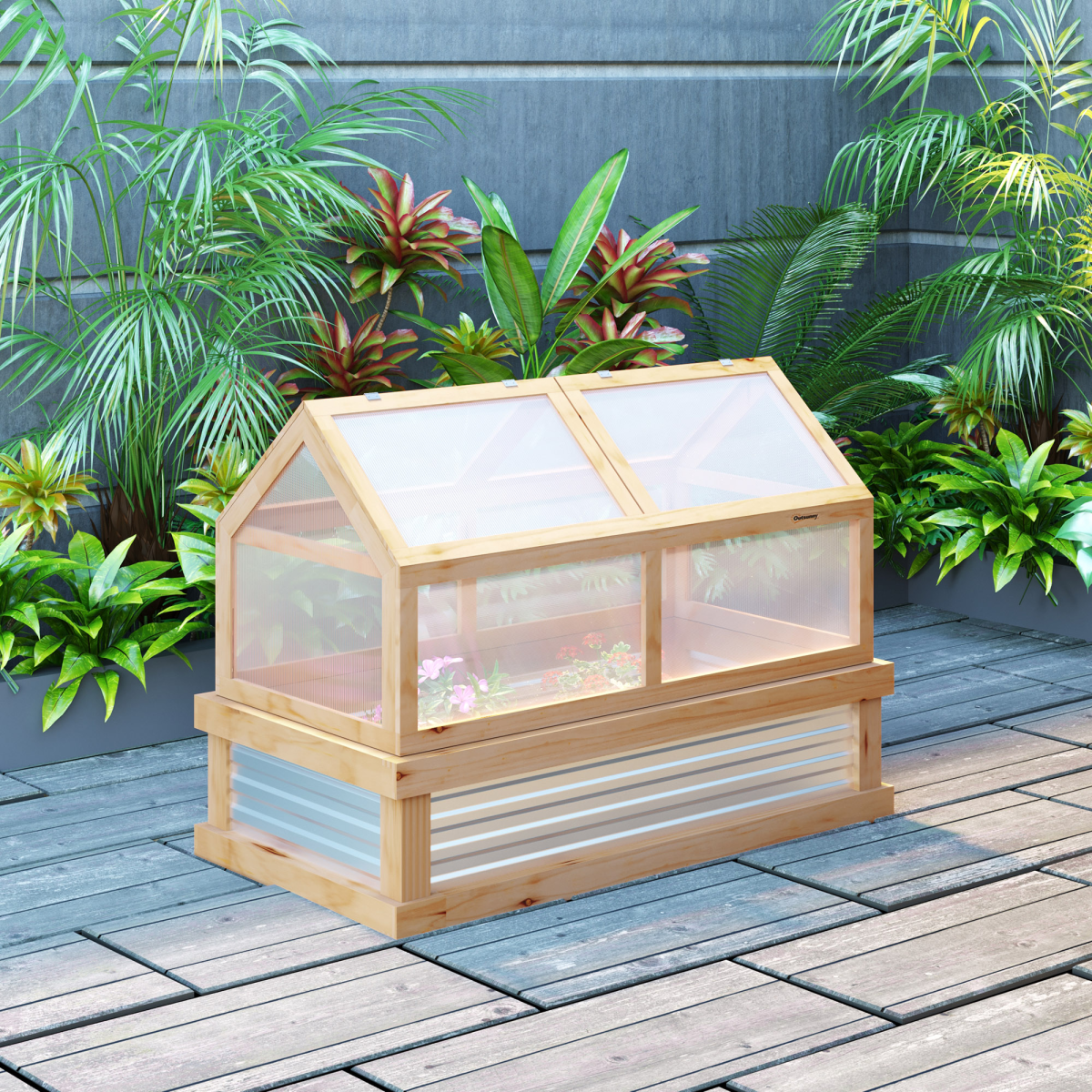 Raised Garden Flower Bed Kit with Greenhouse