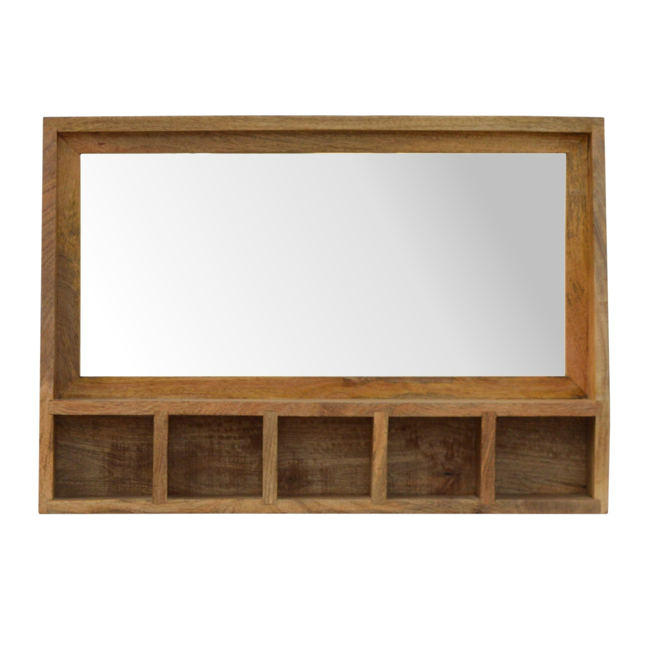 Artisan Furniture Solid Wood 5 Slot Floating Unit with Mirror, Beige