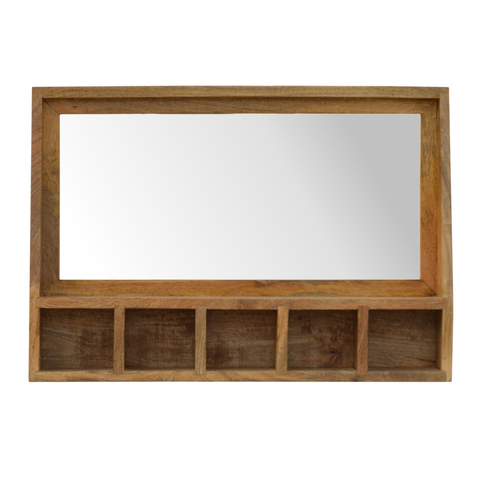 Artisan Furniture Solid Wood 5 Slot Floating Unit with Mirror, Beige