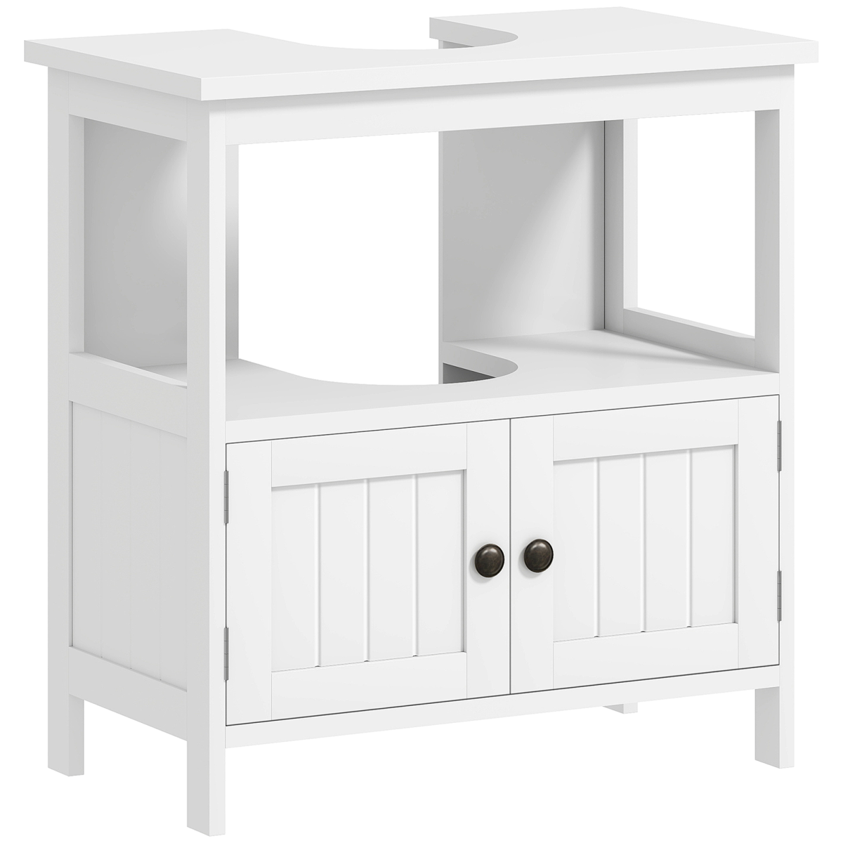 kleankin Bathroom Pedestal Under Sink Cabinet  Storage Shelves, Door, White