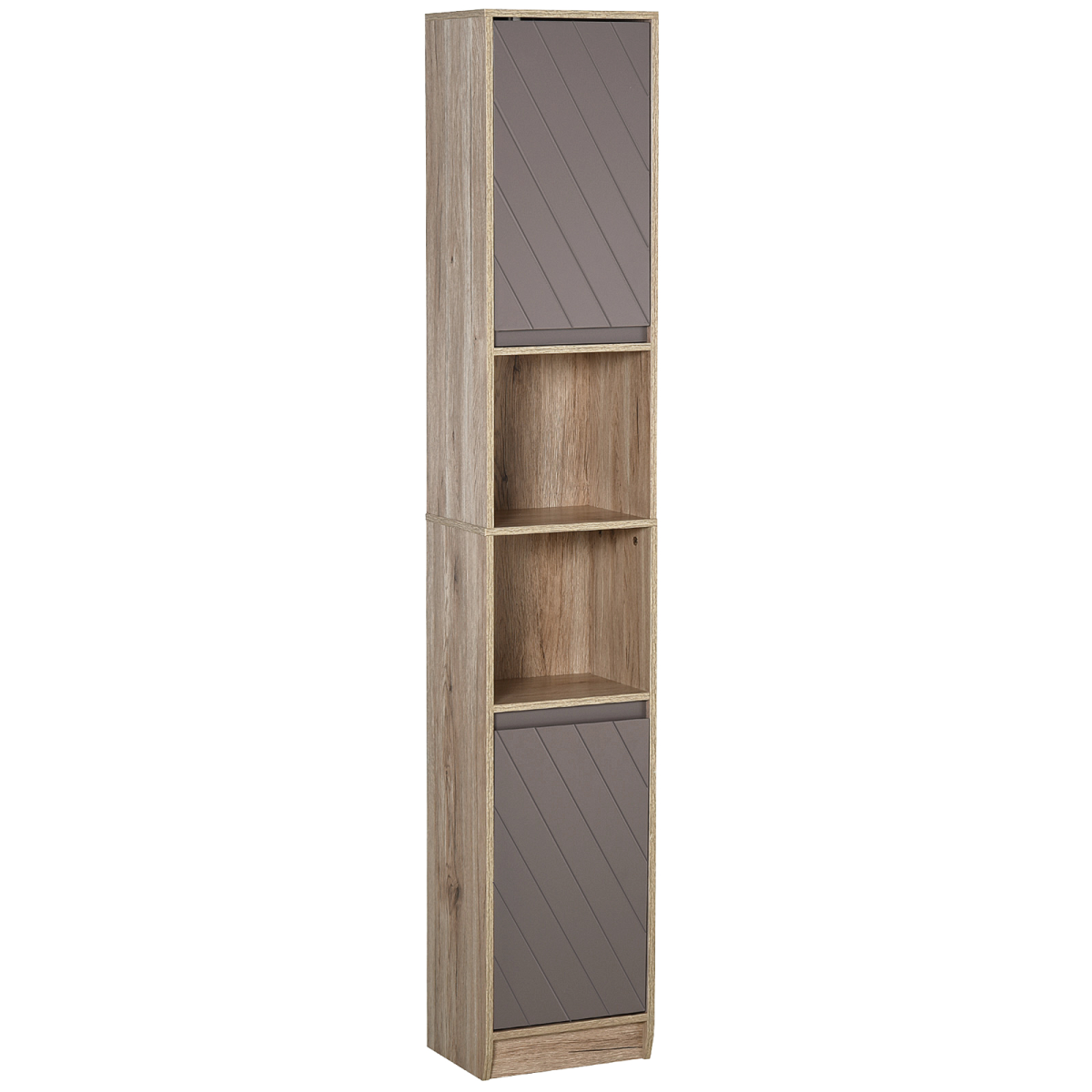 170cm Freestanding Storage Cabinet Slimline Unit w/ 2 Cupboards 2 Compartments
