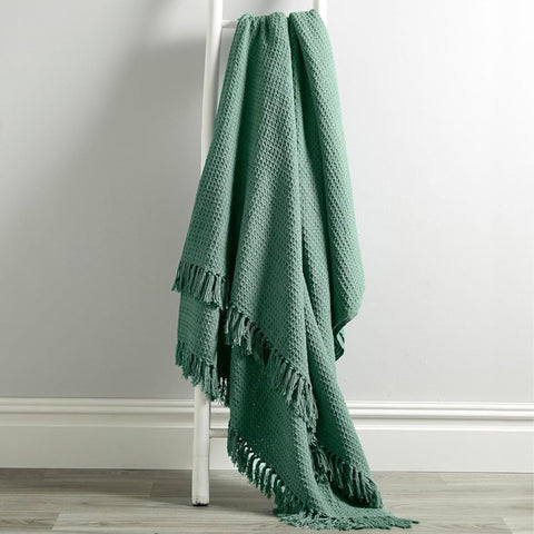OLIVIA ROCCO Cotton Throw Super Soft Lightweight Eco Friendly Recycled Cotton For Sofa Bed Chair Calming Colours Home Decor