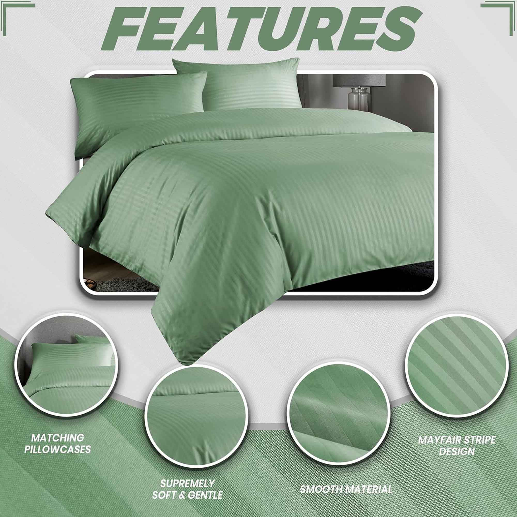 OLIVIA ROCCO Mayfair Stripe Satin Reversible Duvet Cover Set With Comforter Multiple Sizes And Colours Luxurious Bedding Collection