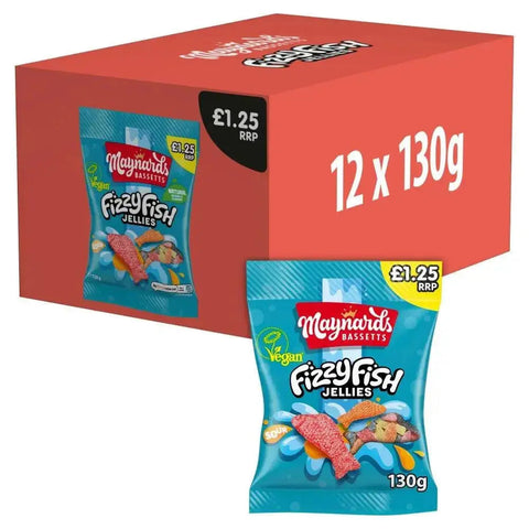 Maynards Bassetts Fizzy Fish Sweets Bag 130 (Case of 12)