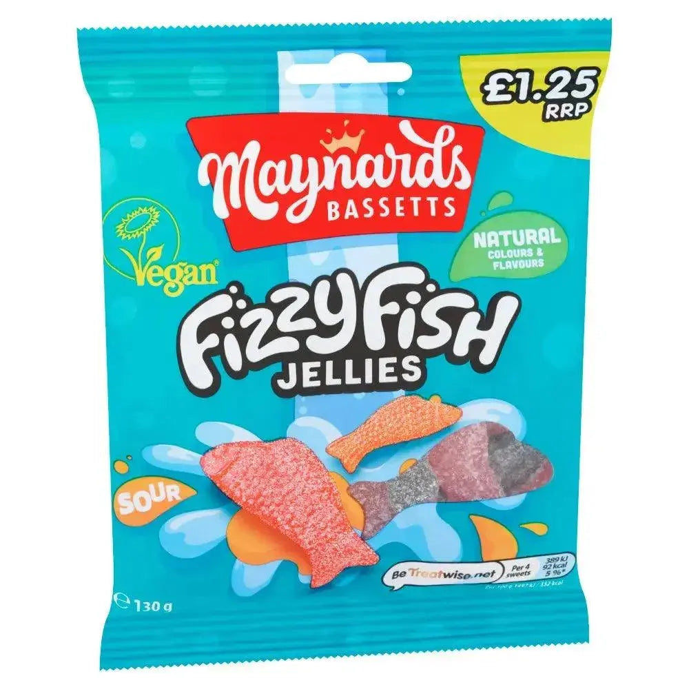 Maynards Bassetts Fizzy Fish Sweets Bag 130 (Case of 12)