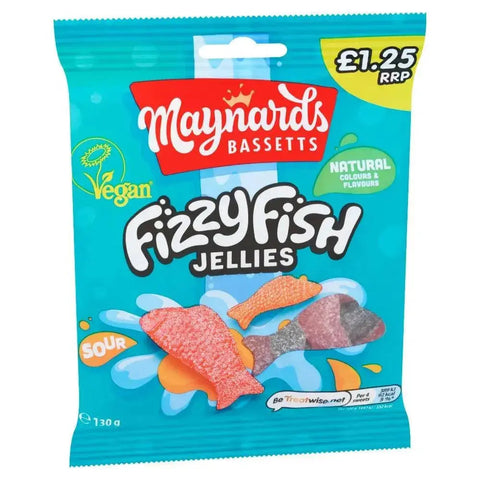 Maynards Bassetts Fizzy Fish Sweets Bag 130 (Case of 12)