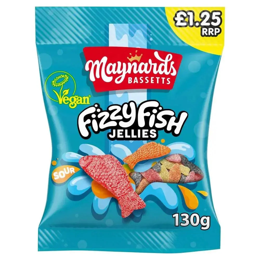 Maynards Bassetts Fizzy Fish Sweets Bag 130 (Case of 12)