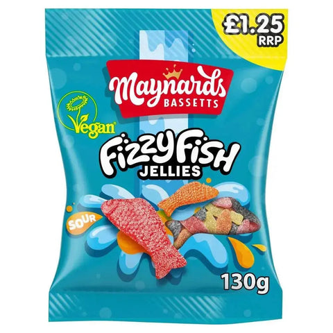 Maynards Bassetts Fizzy Fish Sweets Bag 130 (Case of 12)