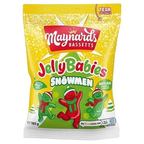 Maynards Bassetts Jelly Babies Snowmen Sweets Bag 165g (Case of 12)