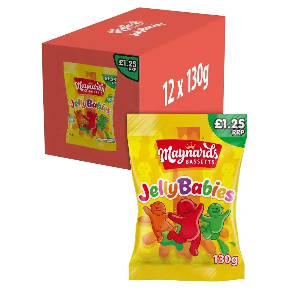 Maynards Bassetts Jelly Babies Sweets Bag 130g (Case of 12)