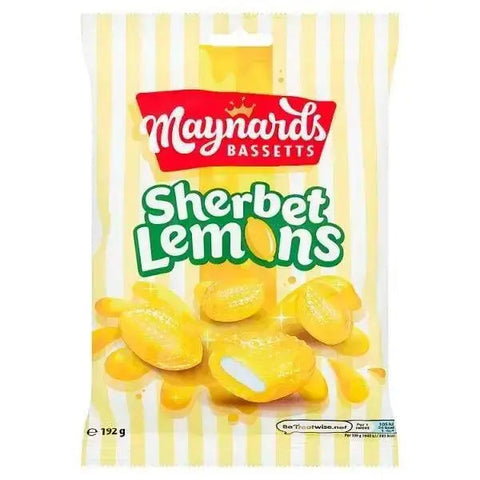 Maynards Bassetts Sherbet Lemons Sweets Bag 192g (Case of 12)