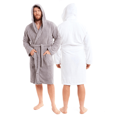 OLIVIA ROCCO Mens Luxury Bamboo Cotton Hooded Towelling Robe Ultra Soft For Home Gym And Spa Multiple Sizes And Colours Available