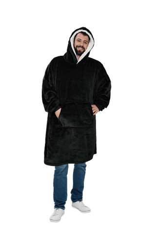 OLIVIA ROCCO Mens Hooded Oversized Blanket Giant Hoodie With Sherpa Lining Grey Stars Pocket Ultra Soft Plush Flannel Exterior