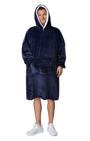 OLIVIA ROCCO Mens Hooded Oversized Blanket Giant Hoodie With Sherpa Lining Grey Stars Pocket Ultra Soft Plush Flannel Exterior