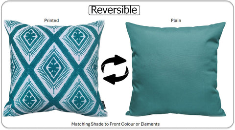 OLIVIA ROCCO Meze Teal Waterproof Cushion Covers 43 x 43 cm Reversible Breathable Indoor Outdoor Decorative Cover for Patio Garden Sofa Bed Chair