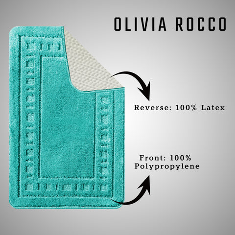 OLIVIA ROCCO Miami 2 Piece Duck Egg Bath Mat And Pedestal Set Non Slip Soft And Absorbent For Comfort And Safety In Modern Bathroom Decor