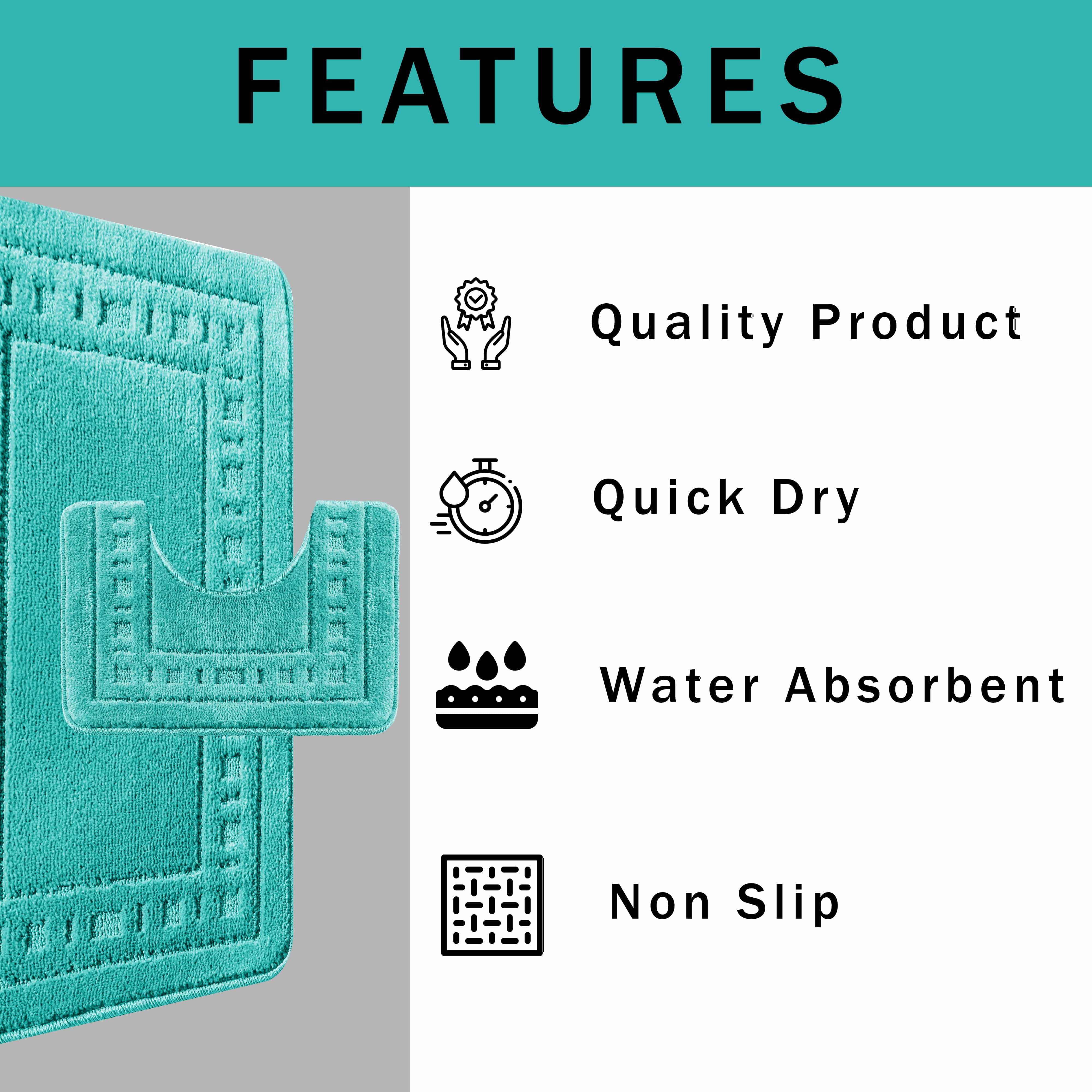 OLIVIA ROCCO Miami 2 Piece Duck Egg Bath Mat And Pedestal Set Non Slip Soft And Absorbent For Comfort And Safety In Modern Bathroom Decor